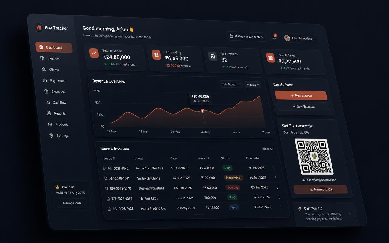 Pay Tracker — Invoice & Cashflow Platform preview